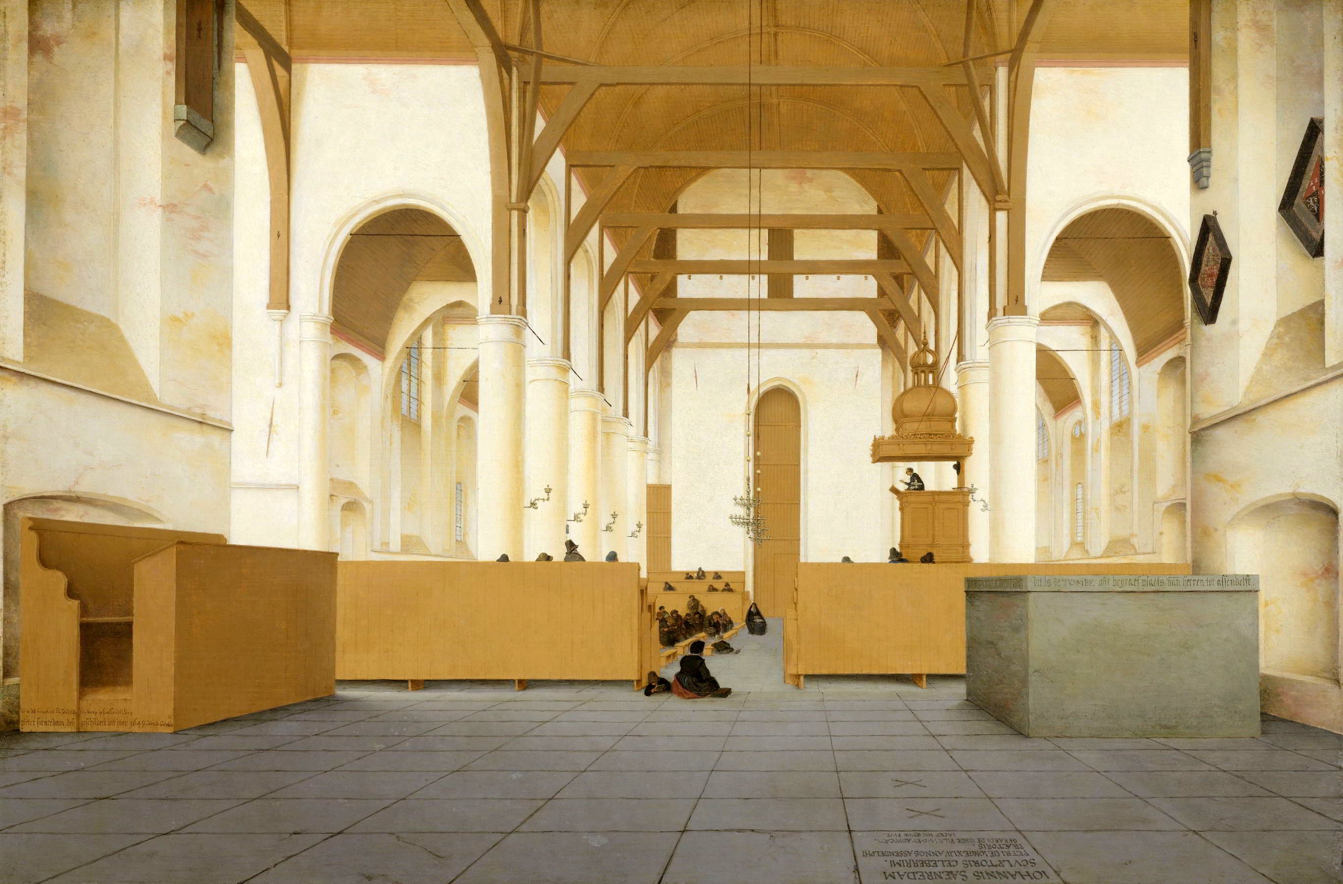 1649 Pieter Saenredam, Interior of the Church of St Odulphus, Assendelft, 1649, Oil on panel, 50 x 76 cm, Rijksmuseum, Amsterdam (2)